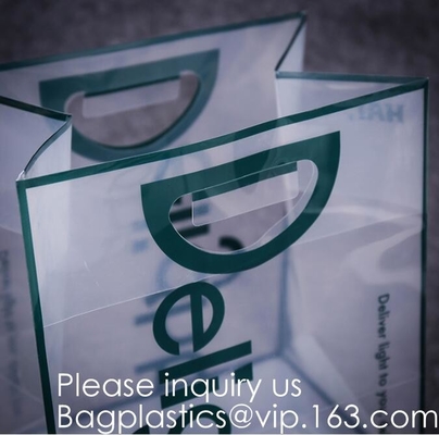 Van de Merknaamlogo printing clear transparent van het douaneontwerp pvc Plastic Winkelend Carry Bag met Handvatbagease, bagplastics