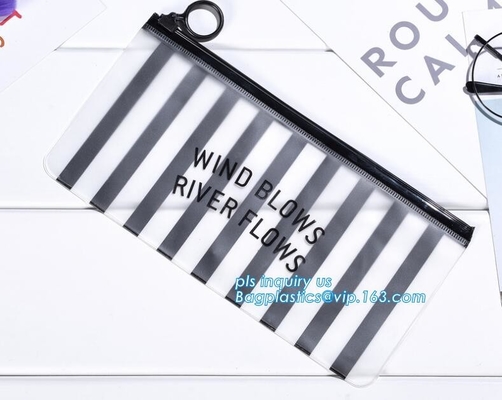Pvc-van de de ritssluitingszak van de schuifzak de plastic vinyl kosmetische zak, Kleren die Geschikte Berijpte zakken, pvc EVA Vinyl Slider Top Zi verpakt
