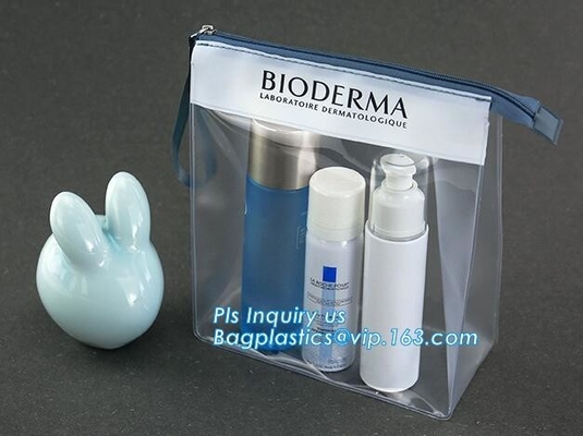 berijpte pvc-de zak plastic zak van de schuifritssluiting met van het de schuifpit van ritssluitings resealable pvc polyzak, kosmetische zak met schuif zippe