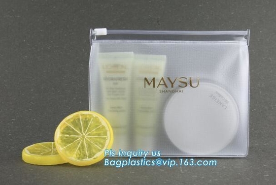 De ritssluitingszak van tribune omhoog duidelijke/transparante kosmetische pvc/zak, Eva Clothing Packaging Plastic Clear-Ritssluitingszak met Schuif
