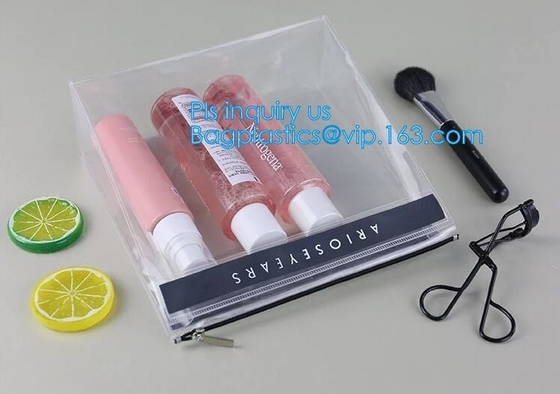 zak van de de schuifritssluiting van manier de dik duidelijke kleinhandelsdouane gedrukte pvc, mini plastic het pitzakken van de ritssluitings kosmetische schuif met druk