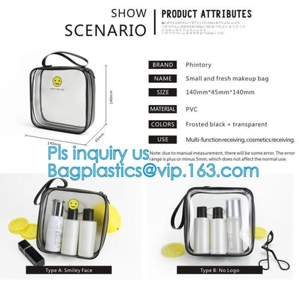 De duidelijke Carry On Travel Toiletry Bag-Zak van de de Reis Kosmetische Make-up van pvc, de Openluchtritssluiting B van reis stevige duurzame transparante pvc