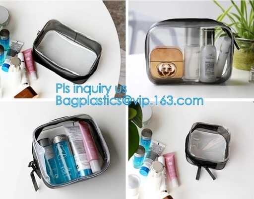 Van de Zakvrouwen van reis Draagbare pvc Transparante Waterdichte Kosmetische de Make-uptoiletry Zakken, de Kosmetische Zak van pvc, pvc-Make-upzak,