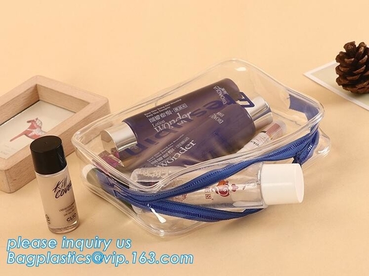 De zachte Verpakkende Zak van pvc EVA Clear Plastic Vinyl Cosmetic met Ritssluiting, zakken van pvc van de make-upzak de transparante duidelijke kosmetische