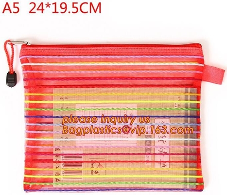 In het groot van de Leveringsa4/5/6 Mesh Zipper Document Bag Multicolor pvc A4 van de Bureauschool de Archievencontract, Bureauschool Supplie