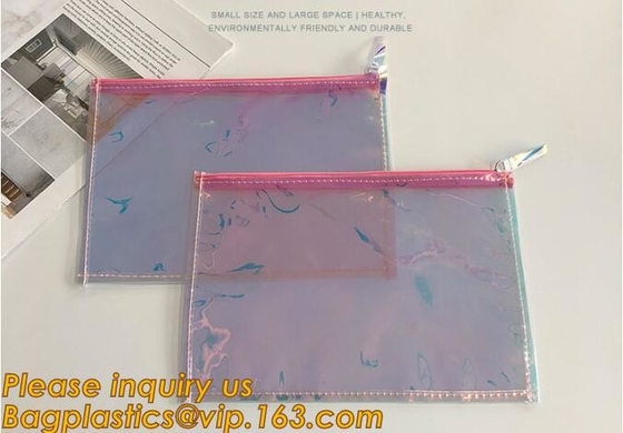 De holografische van de Douanelogo transparent van de Fabrieksvervaardiging van de Zakvrouwen van pvc Kosmetische van de de Reis Duidelijke Was Organisator Pouch Bagease