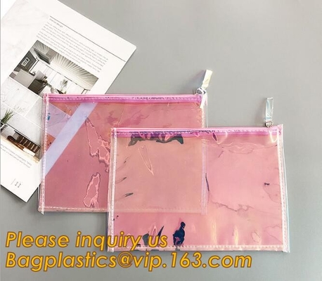 De holografische van de Douanelogo transparent van de Fabrieksvervaardiging van de Zakvrouwen van pvc Kosmetische van de de Reis Duidelijke Was Organisator Pouch Bagease