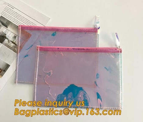 De holografische van de Douanelogo transparent van de Fabrieksvervaardiging van de Zakvrouwen van pvc Kosmetische van de de Reis Duidelijke Was Organisator Pouch Bagease