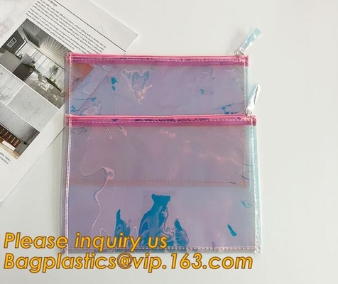 De holografische van de Douanelogo transparent van de Fabrieksvervaardiging van de Zakvrouwen van pvc Kosmetische van de de Reis Duidelijke Was Organisator Pouch Bagease