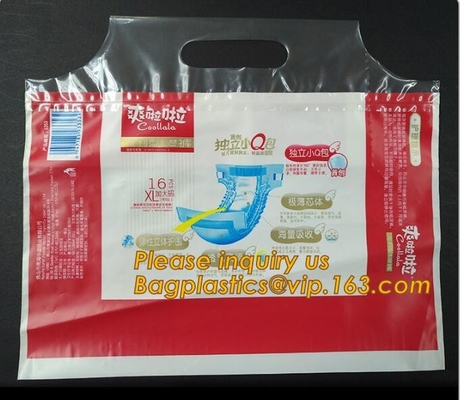 Het composteerbare maïszetmeel Hete het verkopen biologisch afbreekbare trekken hijgt nappy die plastic luierzak verpakt, maïszetmeel post