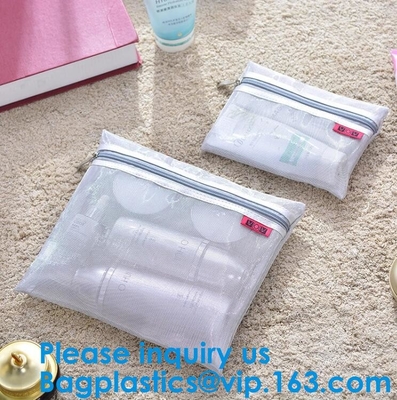 Reistoiletry het Leerversiering van PouchCustom Kleine Draagbare Witte Mesh Zipper Cosmetic Bag With/van Dameseco Make-uphandtas