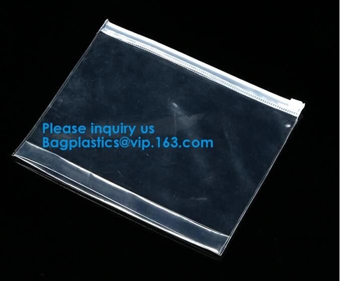 Van de de Schuif Plastic Ritssluiting van Pvc van het waterbewijs Duidelijke de Zak Resealable Ritssluiting die de Polyzakken van het Zakken Plastic Document inpakt