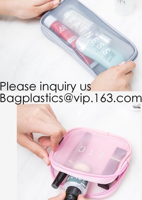Reistoiletry van de de organisatorzak van de zak kosmetische make-up van de ritssluitings transparante pvc het netwerkzakken, bags&amp;case van de zak nylon kosmetische gift