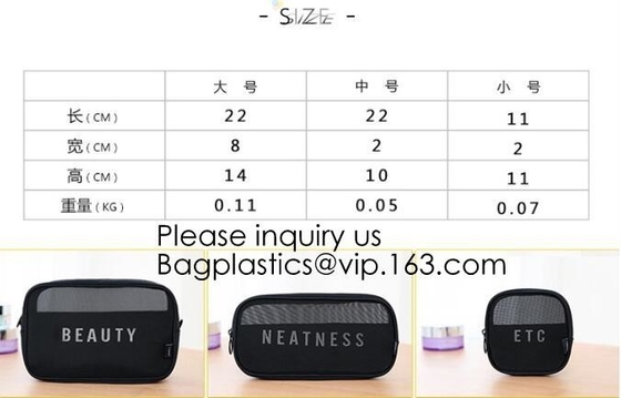 Promotie van de de Luxemanier van de Douaneritssluiting Draagbaar Duidelijk Pvc Mesh Women Clear Cosmetic Bag, Functionele pri van het polyesternetwerk