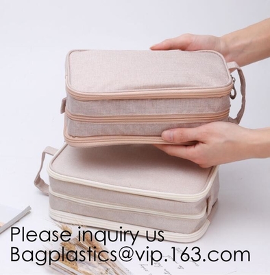 Nieuwe de Make-upborstel Mesh Cosmetic Bag, de Draagbare van de Organisatorcosmetic bag toiletry van de Canvasreis Zak van de Manierreis van de de Make-upwas