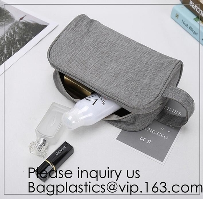 Van het het Canvasleer van kosmetische Toiletry Handelsreizigers de Reis Kit Wash Makeup Bag, de organische van de katoenen zak canvasmake-up met ritssluitings merk-u