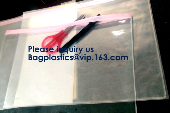 Het Pitzakken van het documentdossier met de Schuif Stationair Pen Pencil Packaging Bags, de Omslagenpvc F van de Haakhanger van het Bureau Groen Duidelijk Pit