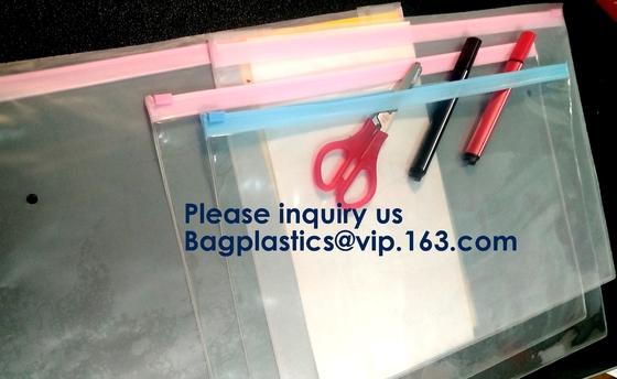 Het Pitzakken van het documentdossier met de Schuif Stationair Pen Pencil Packaging Bags, de Omslagenpvc F van de Haakhanger van het Bureau Groen Duidelijk Pit
