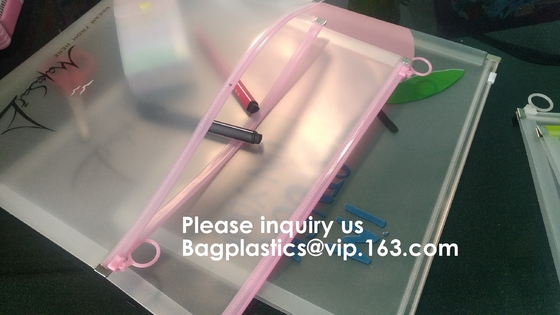 Zak van het A4a5 A6 B5 de Transparante Pp Froested Dossier met Ritssluiting, Zak van het het Pitdossier van pp de Plastic voor de Levering van Schoonheidsmiddelenbureaus, bagease