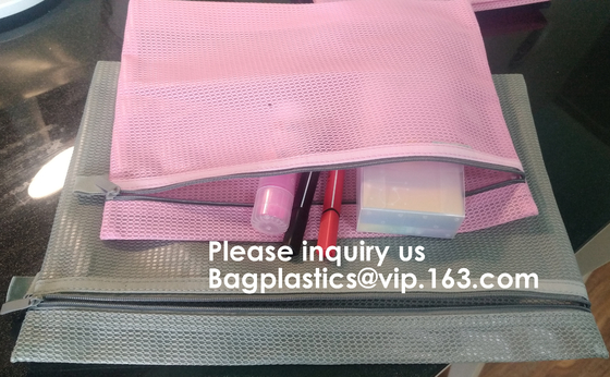 Douane Logo Size Toiletry Storage File Nylon Mesh Zipper Bag, van het de Zakpit van het Documentnetwerk het Dossierzak voor Schoonheidsmiddelenbureaus Suppli