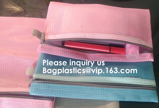 Douane Logo Size Toiletry Storage File Nylon Mesh Zipper Bag, van het de Zakpit van het Documentnetwerk het Dossierzak voor Schoonheidsmiddelenbureaus Suppli