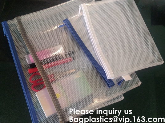 A4 de Zak van Mesh Plastic Expanding File Folder A5, het Dossierzakken van Bevorderings Weerbestendige Mesh Zipper Storage Document Bag A4