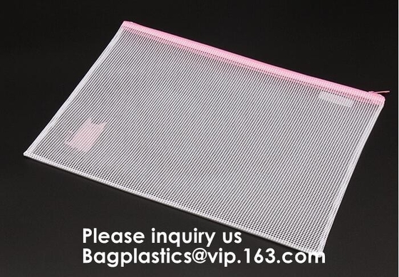De bureauschool levert de Verkoop van de Zakpvc Mesh Zipper Document Bag For van het Ritssluitingsdossier, de Zak van de de Omslagritssluiting van het Documentdossier, BAGEASE
