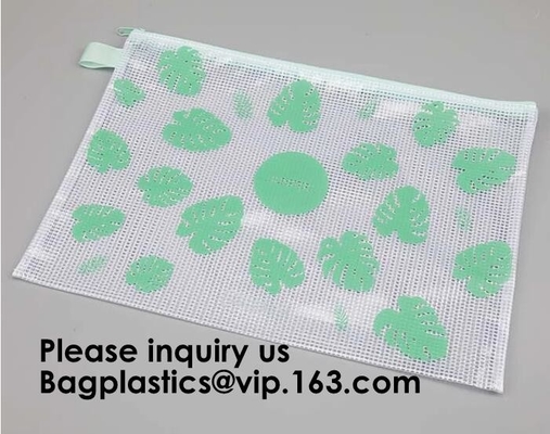 Mesh Bag /Zipper/Mesh Pouch /File, Promotie Plastic Mesh Clear File Bag With-Ritssluiting, Juwelengift Duidelijk Mesh Pouch