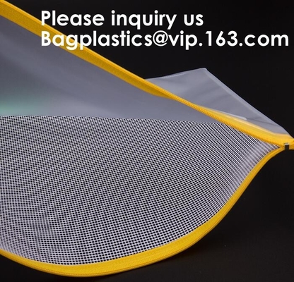 Mesh Bag /Zipper/Mesh Pouch /File, Promotie Plastic Mesh Clear File Bag With-Ritssluiting, Juwelengift Duidelijk Mesh Pouch