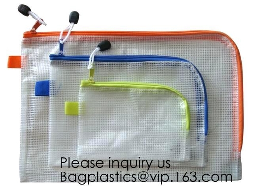 De het Dossieromslag van pp Mesh Zipper Bag Moisture Proof, de Dubbele het openen zak van het het bureaudossier van de gegevenspp ritssluiting, A5-dossieromslag drukte zippe