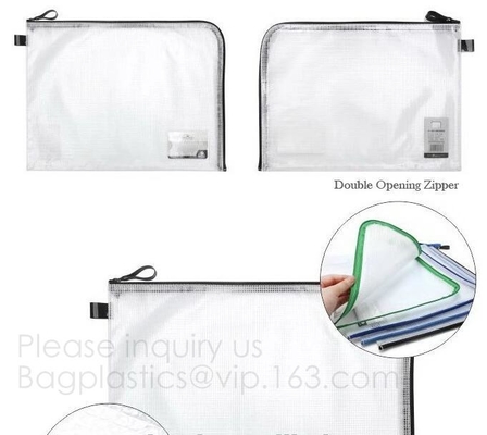 De het Dossieromslag van pp Mesh Zipper Bag Moisture Proof, de Dubbele het openen zak van het het bureaudossier van de gegevenspp ritssluiting, A5-dossieromslag drukte zippe