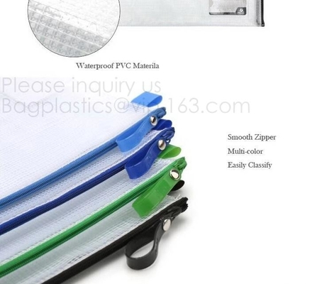 De het Dossieromslag van pp Mesh Zipper Bag Moisture Proof, de Dubbele het openen zak van het het bureaudossier van de gegevenspp ritssluiting, A5-dossieromslag drukte zippe