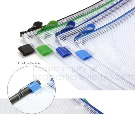 De het Dossieromslag van pp Mesh Zipper Bag Moisture Proof, de Dubbele het openen zak van het het bureaudossier van de gegevenspp ritssluiting, A5-dossieromslag drukte zippe