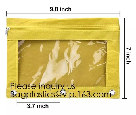 Van de het Potloodzak van kantoorbehoeftenproducten Draagbaar het Potloodgeval van Pvc voor Studenten, 3 Ring Binder Zippered Pencil Pouches met Duidelijk