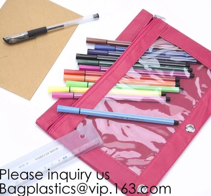Van de het Potloodzak van kantoorbehoeftenproducten Draagbaar het Potloodgeval van Pvc voor Studenten, 3 Ring Binder Zippered Pencil Pouches met Duidelijk