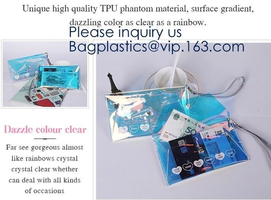 Nieuwe Draagbare de Ritssluitingszak van pvc EVA Travel Cosmetic Bag Clear van Logo Transparent Waterproof van de Ontwerpdouane, bagease, bagplast