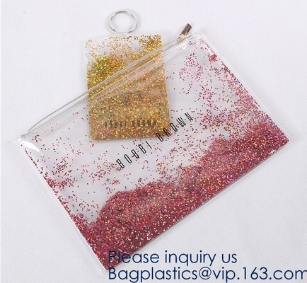 Schitteren de Duidelijke Zak van douanelogo glitter cosmetic makeup eva/de Zakken, Smiggle-Potloodgeval met, CD van de Weefselzak Geval Docume