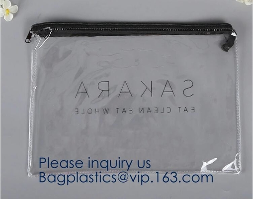 Milieuvriendelijke hitte - de verbinding berijpte de knoopzak van pvc /EVA, Universele transparante zelfdichtende de ritssluitingszak van steenpvc Eva met embleem