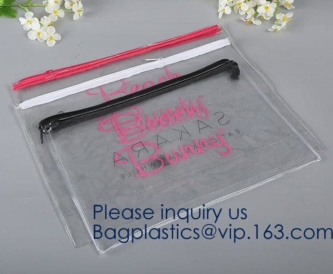 Milieuvriendelijke hitte - de verbinding berijpte de knoopzak van pvc /EVA, Universele transparante zelfdichtende de ritssluitingszak van steenpvc Eva met embleem