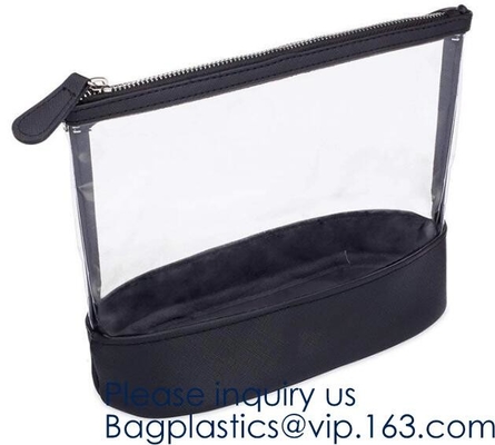 Ritssluitings Transparant pvc EVA Cosmetic Bag, 0.5mm Dikte Crystal Clear Eva Cosmetic Bag met Debossed-Embleem, bagease, pa