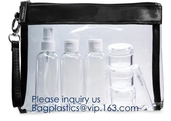 Ritssluitings Transparant pvc EVA Cosmetic Bag, 0.5mm Dikte Crystal Clear Eva Cosmetic Bag met Debossed-Embleem, bagease, pa