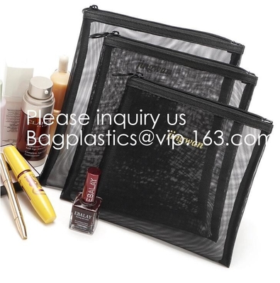 De Borstel Mesh Cosmetic Bag van de reismake-up, Netto Ritssluiting maakt Mesh Cosmetic Pencil Case Bag-omhoog Fabrikant, Draagbare Duidelijke Trave