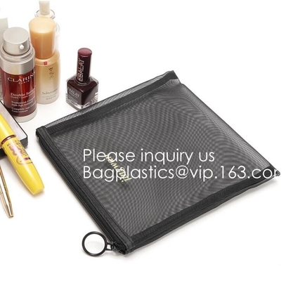 De Borstel Mesh Cosmetic Bag van de reismake-up, Netto Ritssluiting maakt Mesh Cosmetic Pencil Case Bag-omhoog Fabrikant, Draagbare Duidelijke Trave