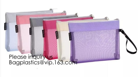 Multicolored Draagbare Reistoiletry Zak Nylon Mesh Cosmetic Makeup Organizer Bag met Ritssluiting, bagease, bagplastics