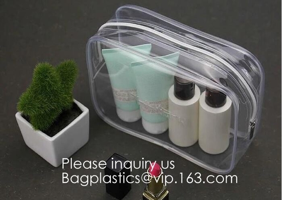 De duidelijke Reistoiletry van de Make-upzakken van Zakpvc Waterdichte Kosmetische Organisator With Handle See door Plastic Duidelijk Geval