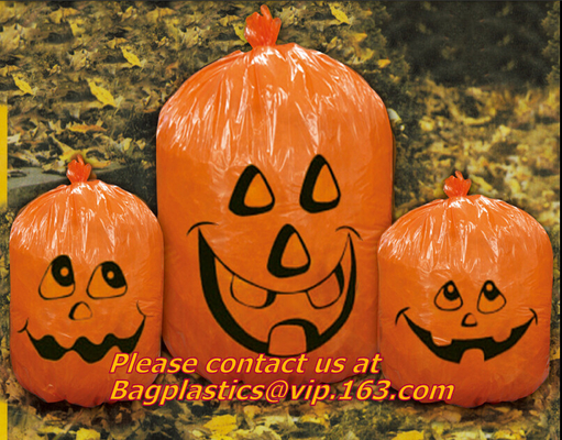 de beschikbare Halloween-Vuilniszakken van het Pompoenblad plaatsen 4 Oranje de Partij hefboom-o-Lantaarn van het Yarddecor, Halloween-pompoenzak Hallowe