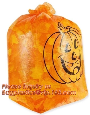 de beschikbare Halloween-Vuilniszakken van het Pompoenblad plaatsen 4 Oranje de Partij hefboom-o-Lantaarn van het Yarddecor, Halloween-pompoenzak Hallowe