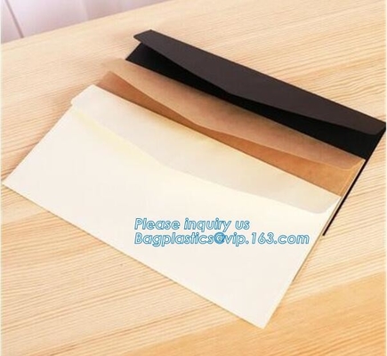 De matte zwarte kaartdocument envelop in de grootte van A4 A5 B5 C5 C6 A3 met de folie van de de drukkleur van het douaneembleem nam gouden het stempelen zilver toe