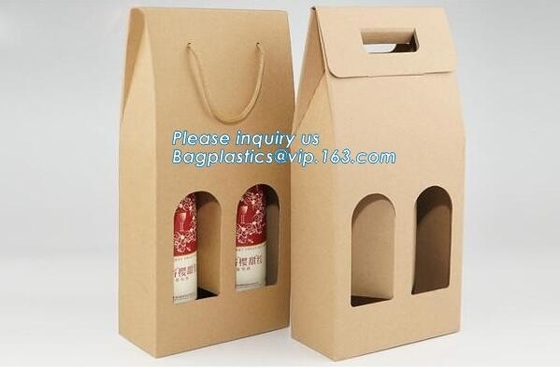 Van de de Wijnfles van de flessenzak Huidige de Gift Decoratieve Document Zakken met metaalhandvat, het Document van Kraftpapier van de Wijnverpakking Zak met Draaihand