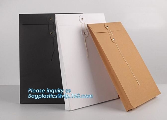 Kraftpapier-Document Envelop met het Aangepaste embleem hete folie stempelen, ontwerpa4 A5 A6 document de gift bruine envelop van kraftpapier met koord